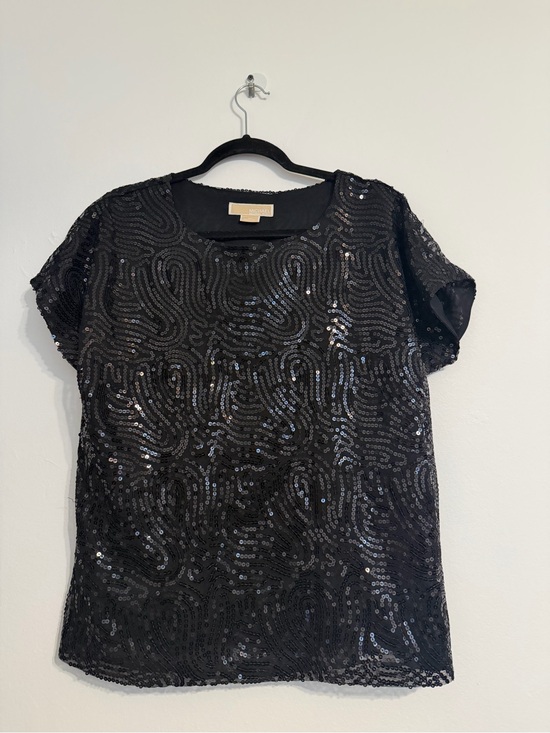 Michael Kors Tops - Michael Kors Black Sequin Short-Sleeve Blouse
